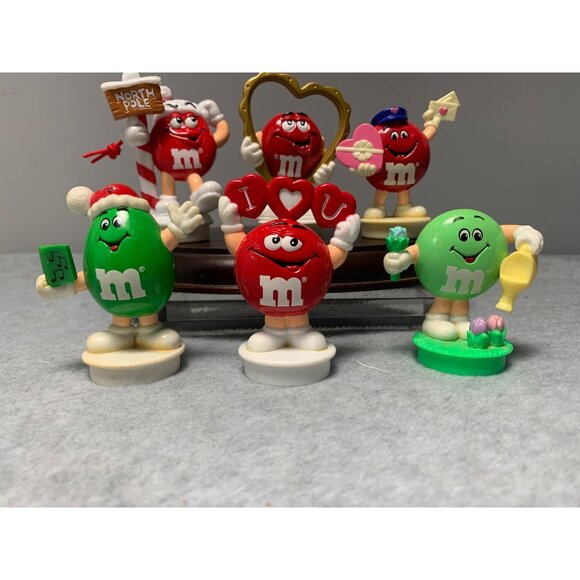 Set 6 Vintage M&M Character Figurines Candy Tube Toppers Ornaments/Cake Toppers - Picture 2 of 7